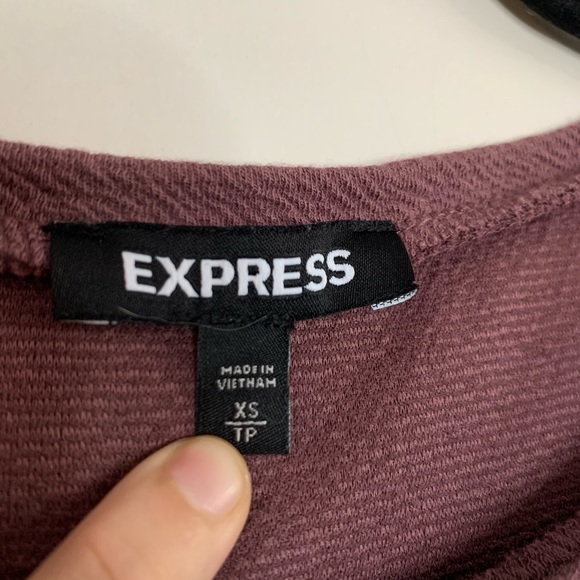 EXPRESS MAUVE Crepe Dress Puffy Flutter Sleeves - Picture 4 of 13